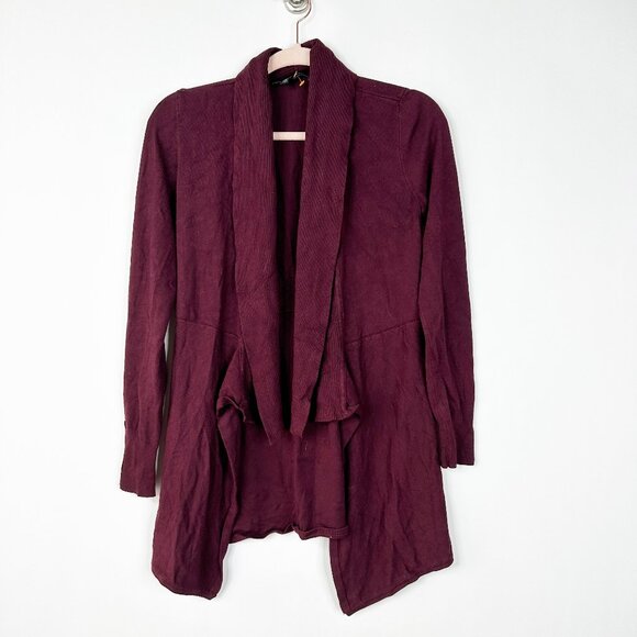 2/$30 White House Black Market Open Draped Cardigan Burgundy Small #A0704 - Picture 3 of 7